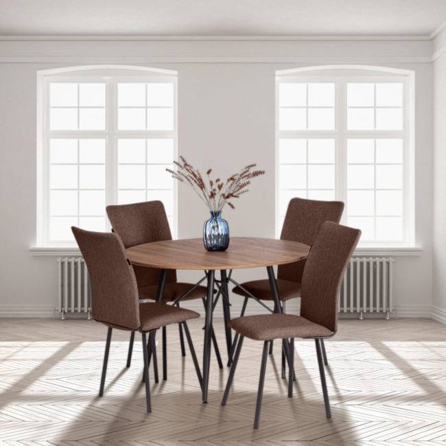 Стул обеденный Ля Русс/La Rousse ткань рогожка, коричневый/черный, 3м7-147, 49х50х93см коричневый ткань рогожка