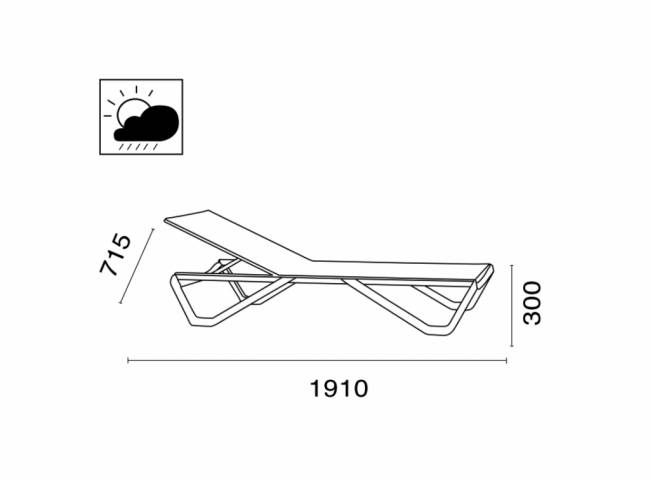 Шезлонг-лежак металлический Wave белый, тортора 1910х715х300 мм