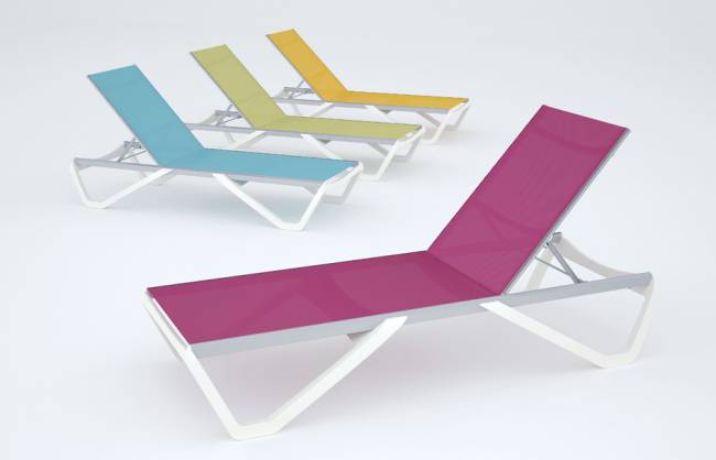 Шезлонг-лежак металлический Wave белый, тортора 1910х715х300 мм