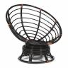 Кресло-качалка PAPASAN/ПАПАСАН w 23/01 B /с подушкой/ 115х78х104 см, Antique brown (античный черно-коричневый), ткань Оранжевый, С 23 Antique brown (античный черно-коричневый)