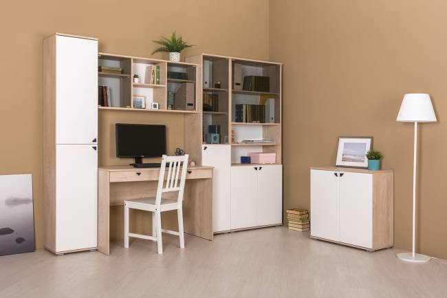 Шкаф Бостон 13.154 цвет дуб эндгрейн элегантный/фасады МДФ милк рикамо софт