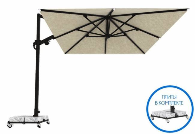 Зонт профессиональный 3х3 м Banana Plus Dickson черный, бежевый 3000х3000 мм Зонт профессиональный 3х3 м Banana Plus Dickson черный, бежевый 3000х3000 мм