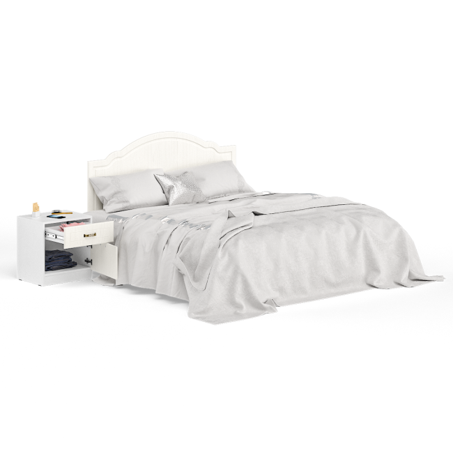 Кровать 1600 Ливерпуль с основанием и тумбой цвет ясень ваниль/белый Кровать 1600 Ливерпуль с основанием и тумбой цвет ясень ваниль/белый