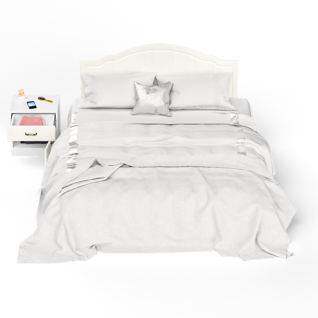 Кровать 1600 Ливерпуль с основанием и тумбой цвет ясень ваниль/белый Кровать 1600 Ливерпуль с основанием и тумбой цвет ясень ваниль/белый