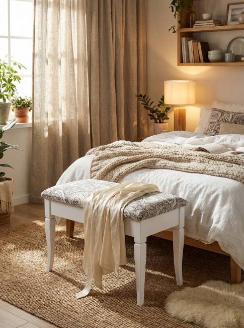 Банкетка Ретро М с ящиком белый, ткань меркурий