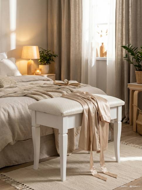 Банкетка Ретро М с ящиком белый, ткань экокожа белый