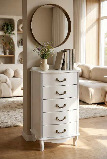 Комод Джульетта узкий 5 ящ., молочный дуб Л