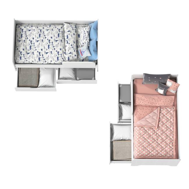 Две детских кровати с ящиками для двоих детей Уна цвет белый Две детских кровати с ящиками для двоих детей Уна цвет белый