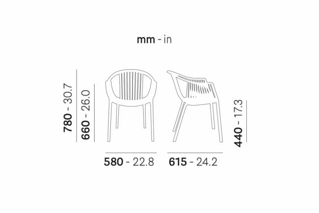 Кресло пластиковое Tatami серый 580х615х780 мм