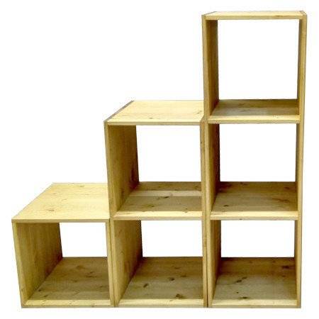 Стеллаж Куб 1 сосна, бесцветный лак P&H