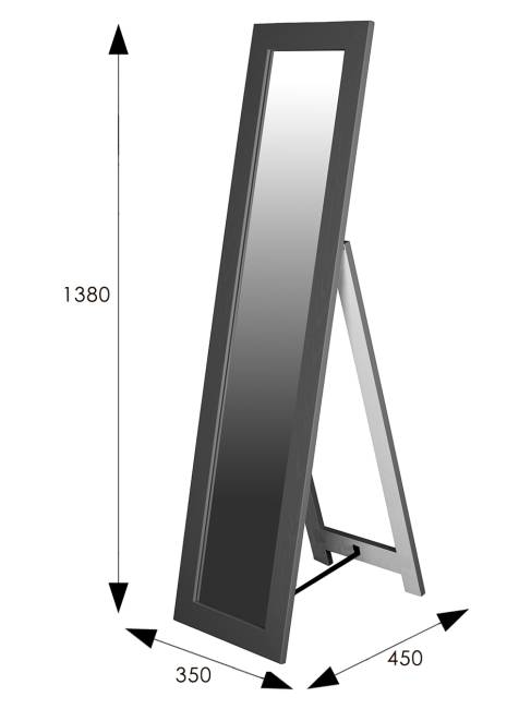 Зеркало напольное BeautyStyle 8 серый графит 138 см х 35 см