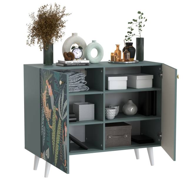 Комод-тумба Либера 16.230.01 цвет пасифай/белый, фасады с рисунком Тропический лес