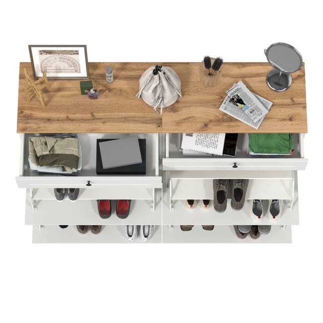 Две тумбы для обуви Остин цвет белый шагрень/дуб крафт золотой