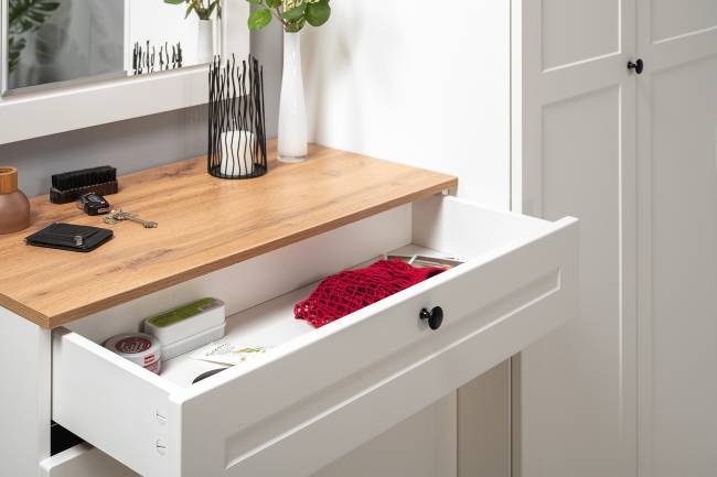 Две тумбы для обуви Остин цвет белый шагрень/дуб крафт золотой