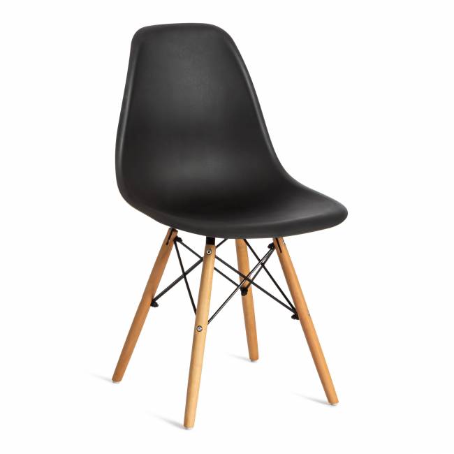 Стул CINDY (EAMES) (mod. 001) дерево бук/металл/сиденье пластик, 51x46x82см, черный/black (Комплект из 4 шт.) черный/black дерево бук/металл/сиденье пластик