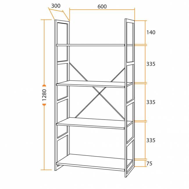 Стеллаж WS-01 burnt burnt