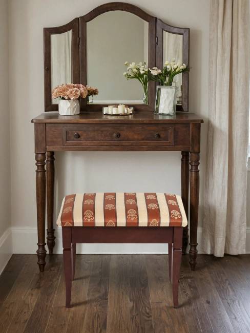 Банкетка Ретро М с ящиком средне-коричневый, ткань полоса коричн.