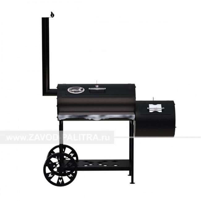 Гриль-Смокер XL, из стали толщиной 3 мм, с топкой справа, в термостойкой покраске