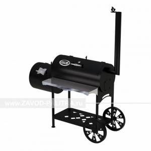 Гриль-Смокер XL, из стали толщиной 3 мм, с топкой слева, в термостойкой покраске