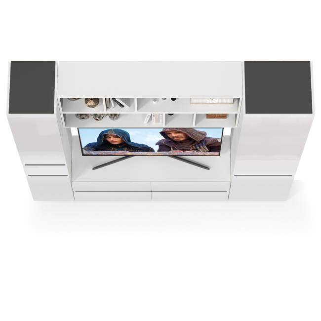 Сидней № 41 цвет белый/чёрный/фасады МДФ белый глянец