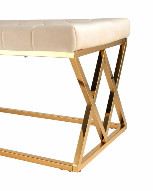 Банкетка ИНСИГНИЯ велюр бежевый сталь золото