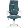 Кресло офисное / Айкью / IQ / белый  пластик / голубая ткань