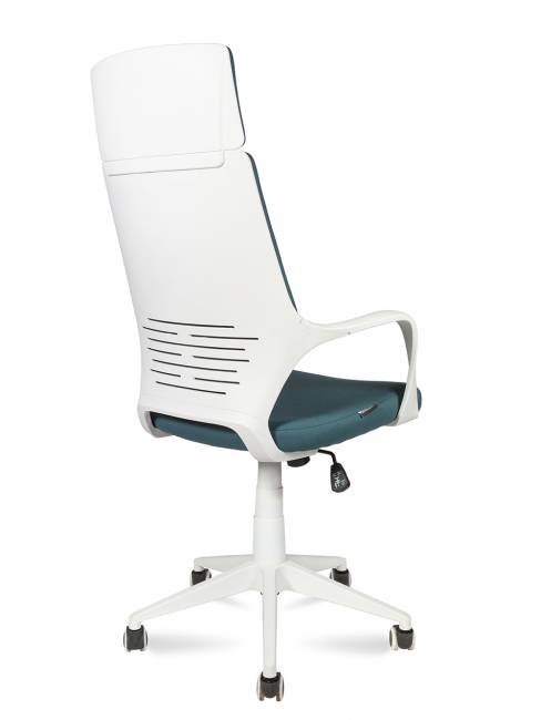Кресло офисное / Айкью / IQ / белый  пластик / голубая ткань