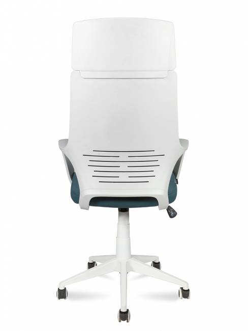 Кресло офисное / Айкью / IQ / белый  пластик / голубая ткань