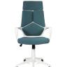 Кресло офисное / Айкью / IQ / белый  пластик / голубая ткань