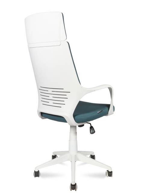 Кресло офисное / Айкью / IQ / белый  пластик / голубая ткань