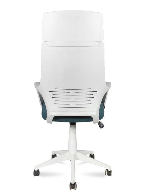 Кресло офисное / Айкью / IQ / белый  пластик / голубая ткань