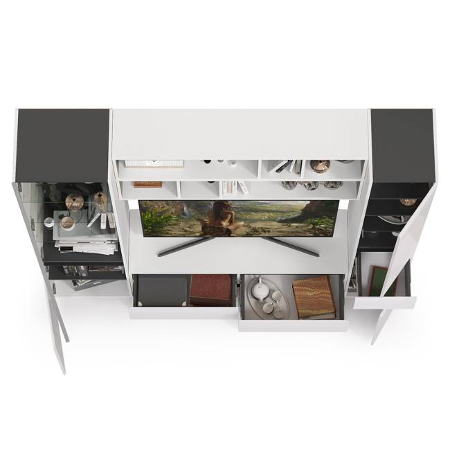 Сидней набор мебели № 42 цвет белый/чёрный/фасады МДФ белый глянец Сидней набор мебели № 42 цвет белый/чёрный/фасады МДФ белый глянец