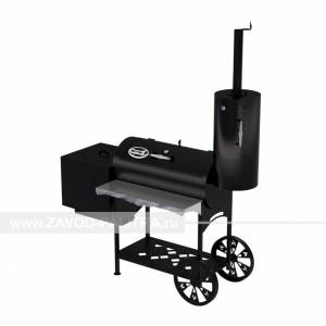 Гриль-Смокер казан XXL, из стали толщиной 3 мм, печь слева, в термостойкой покраске