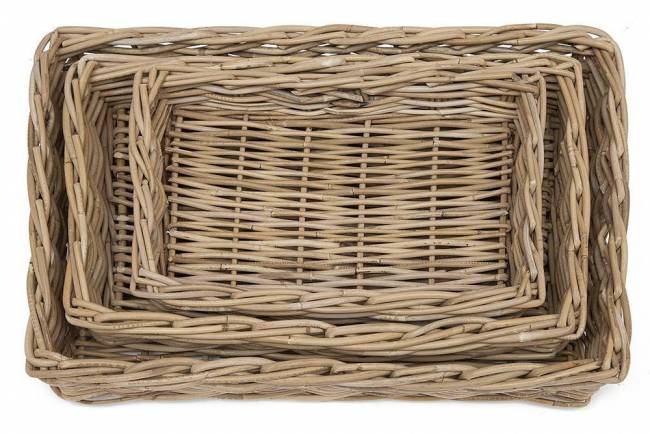 Корзина Secret de Maison Нумбаи/Numbai (набор из 3 штук) натуральный ротанг, 61х41х13/53х32х9/43х27х9см, натуральный кубу Натуральный Кубу / Natural Kubu натуральный ротанг