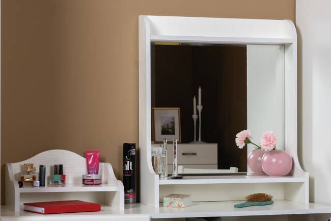 Стол туалетный с зеркалом Ливерпуль цвет ясень ваниль/белый Стол туалетный с зеркалом Ливерпуль цвет ясень ваниль/белый