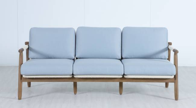 Диван деревянный трехместный Apoyo грецкий орех, голубой 1954х778х758 мм