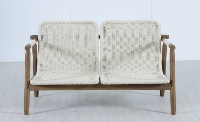 Диван деревянный двухместный Apoyo грецкий орех, голубой 1354х778х758 мм