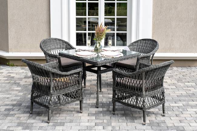 "Сицилия" обеденная группа плетеная, цвет графит