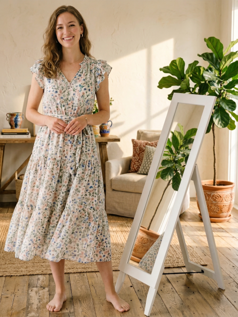 Зеркало напольное BeautyStyle 1 белый 130 см х 35 см