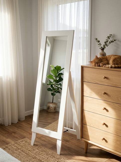 Зеркало напольное BeautyStyle 1 белый 130 см х 35 см