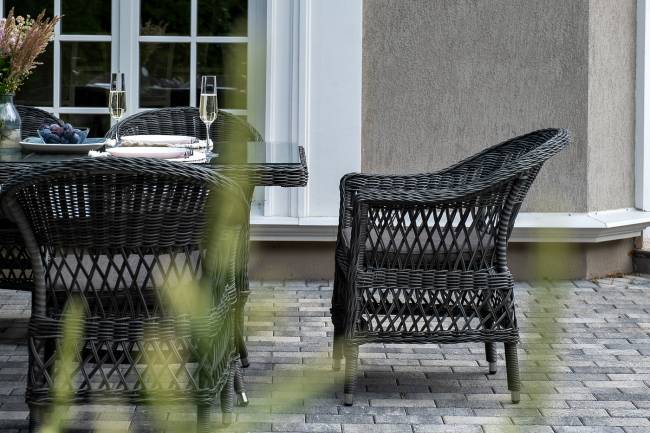 "Амароне" обеденная группа из искусственного ротанга на 6 персон, цвет графит "Амароне" обеденная группа из искусственного ротанга на 6 персон, цвет графит