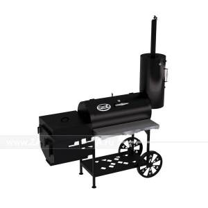 Гриль-Смокер казан XXL, из стали толщиной 4 мм, печь слева, в термостойкой покраске