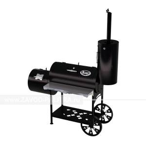 Гриль-Смокер XXL, из стали толщиной 4 мм, с топкой слева, в термостойкой покраске