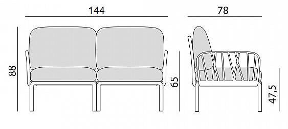 Лаунж-диван двухместный Komodo белый, синий 1440х1500х880 мм