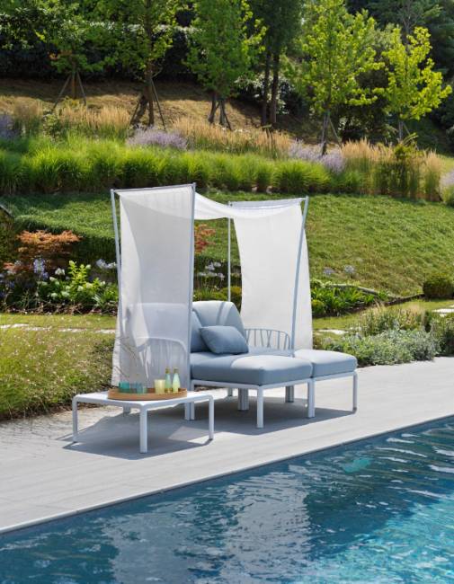 Лаунж-диван двухместный Komodo белый, синий 1440х1500х880 мм