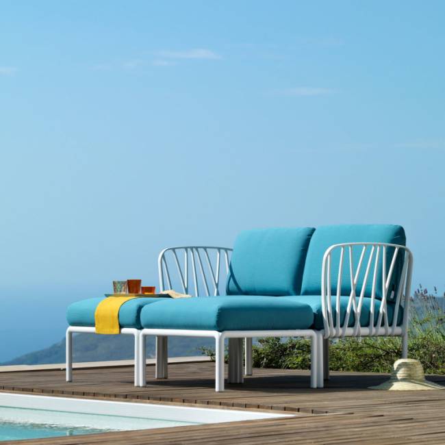 Лаунж-диван двухместный Komodo белый, синий 1440х1500х880 мм