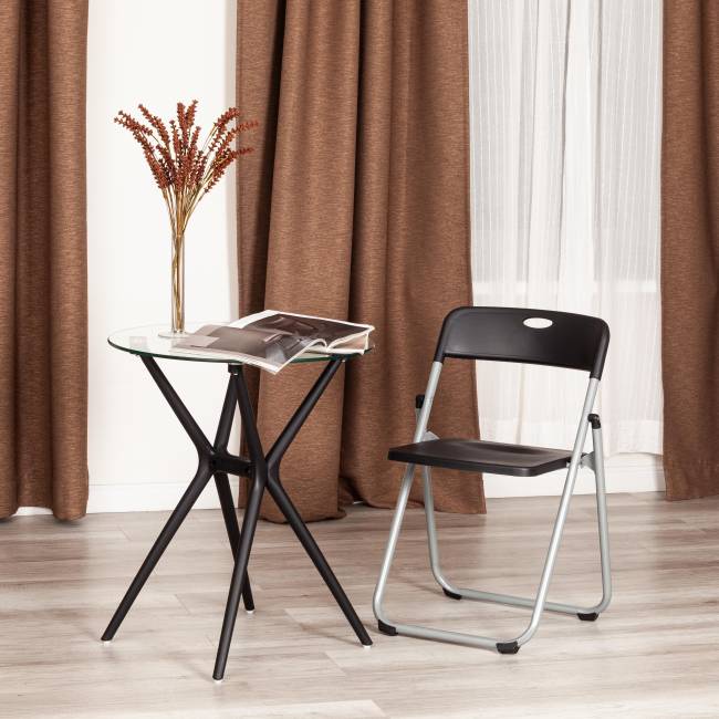 Стул складной FOLDER (mod. 3017H) каркас: металл, сиденье/спинка: пластик, 49 x 46.5 x 73.5 см, black (черный) / grey (серый) (Комплект из 6 шт.) черный, серый каркас: металл, сиденье/спинка: пластик