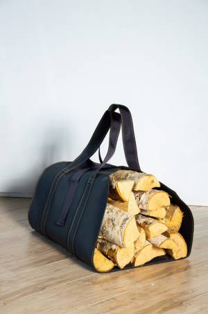 Сумка-переноска для дров Vienna, экокожа черная