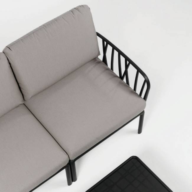 Диван пластиковый с подушками Komodo 3 антрацит, серый 2160х780х880 мм
