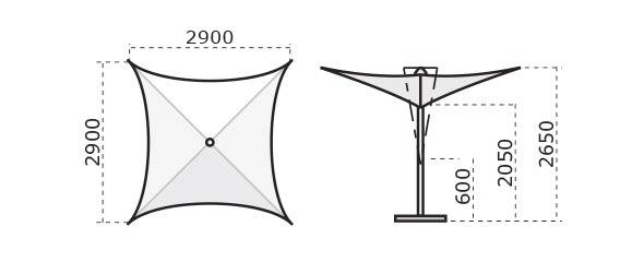 Зонт-парусник 2.9х2.9 м Vela Titanium титан, слоновая кость 2900х2900 мм Зонт-парусник 2.9х2.9 м Vela Titanium титан, слоновая кость 2900х2900 мм